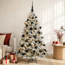Kunstig juletræ med kugler 150 cm 150 LED'er Varm hvid