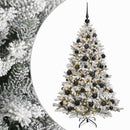 Kunstig juletræ med kugler 150 cm 150 LED'er Varm hvid