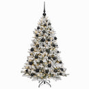 Kunstig juletræ med kugler 150 cm 150 LED'er Varm hvid