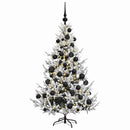 Kunstigt juletræ med julekugle 120 cm 150 LED'er Varm hvid