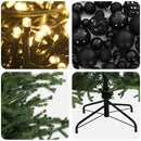 Kunstigt juletræ med julekugle 120 cm 150 LED'er Varm hvid