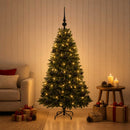 Kunstig juletræ med kugler 150 cm 150 LED'er Varm hvid