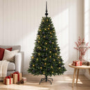 Kunstig juletræ med kugler 120 cm 150 LED'er Varm hvid