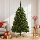 Kunstigt juletræ mellemgrønt med julekugle 120 cm 150 LED'er