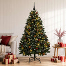 Kunstigt juletræ, grønt med julekugle 120 cm 150 LED'er