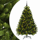Kunstigt lysegrønt juletræ med julekugle 120 cm 150 LED'er