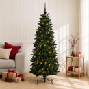 Kunstig juletræ med kugler 150 cm 150 LED'er Varm hvid