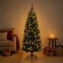 Kunstig juletræ med kugler 150 cm 150 LED'er Varm hvid