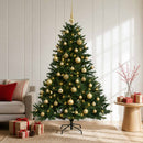Kunstigt juletræ med julekugle 120 cm 150 LED'er Varm hvid