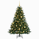 Kunstigt juletræ med julekugle 150 cm 150 LED'er Varm hvid