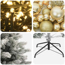 Kunstigt juletræ med julekugle 150 cm 150 LED'er Varm hvid
