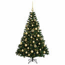 Kunstig juletræ med kugler 150 cm 150 LED'er Varm hvid
