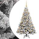 Kunstig juletræ med kugler 120 cm 150 LED'er Varm hvid