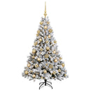Kunstig juletræ med kugler 120 cm 150 LED'er Varm hvid