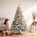 Kunstig juletræ med kugler 120 cm 150 LED'er Varm hvid