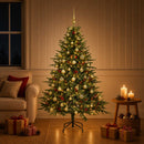 Kunstigt juletræ med julekugle 120 cm 150 LED'er Varm hvid