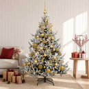 Kunstigt juletræ med julekugle 120 cm 150 LED'er Varm hvid
