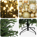 Kunstigt juletræ med julekugle 150 cm 150 LED'er Varm hvid