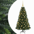 Kunstig juletræ med kugler 120 cm 150 LED'er Varm hvid