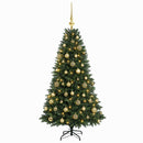 Kunstig juletræ med kugler 120 cm 150 LED'er Varm hvid