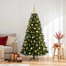 Kunstig juletræ med kugler 120 cm 150 LED'er Varm hvid