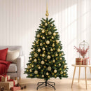 Kunstigt juletræ mellemgrønt med julekugle 120 cm 150 LED'er