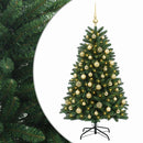 Kunstigt juletræ mellemgrønt med julekugle 120 cm 150 LED'er