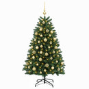 Kunstigt juletræ mellemgrønt med julekugle 120 cm 150 LED'er