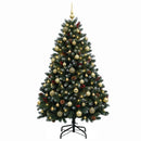Kunstigt juletræ, grønt, med julekugler 120 cm 150 LED'er