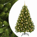 Kunstigt juletræ lysegrønt med julekugler 120 cm 150 LED'er