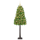 Kunstigt hængslet juletræ med julekugler 120 cm 150 LED'er