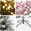 Kunstigt juletræ med julekugle 120 cm 150 LED'er Varm hvid