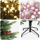 Kunstigt juletræ med julekugle 150 cm 150 LED'er Varm hvid