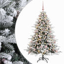 Kunstigt juletræ med julekugle 120 cm 150 LED'er Varm hvid