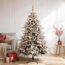 Kunstigt juletræ med julekugle 120 cm 150 LED'er Varm hvid