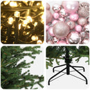 Kunstigt juletræ med julekugle 120 cm 150 LED'er Varm hvid