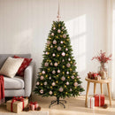 Kunstig juletræ med kugler 150 cm 150 LED'er Varm hvid