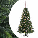Kunstig juletræ med kugler 150 cm 150 LED'er Varm hvid