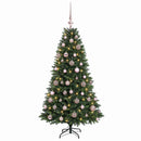 Kunstig juletræ med kugler 150 cm 150 LED'er Varm hvid