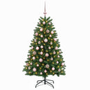 Kunstigt juletræ mellemgrønt med julekugle 120 cm 150 LED'er