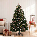 Kunstigt grønt juletræ med julekugler 120 cm 150 LED'er