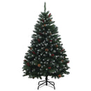 Kunstigt grønt juletræ med julekugler 120 cm 150 LED'er