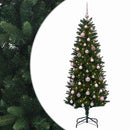 Kunstig juletræ med kugler 120 cm 150 LED'er Varm hvid