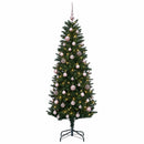Kunstig juletræ med kugler 120 cm 150 LED'er Varm hvid