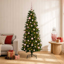 Kunstig juletræ med kugler 150 cm 150 LED'er Varm hvid
