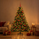 Kunstigt juletræ med julekugle 120 cm 150 LED'er Varm hvid