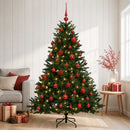 Kunstigt juletræ med julekugle 120 cm 150 LED'er Varm hvid
