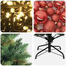 Kunstig juletræ med kugler 150 cm 150 LED'er Varm hvid