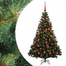 Kunstig juletræ med kugler 150 cm 150 LED'er Varm hvid