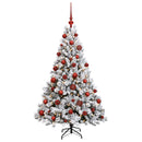Kunstig juletræ med kugler 120 cm 150 LED'er Varm hvid